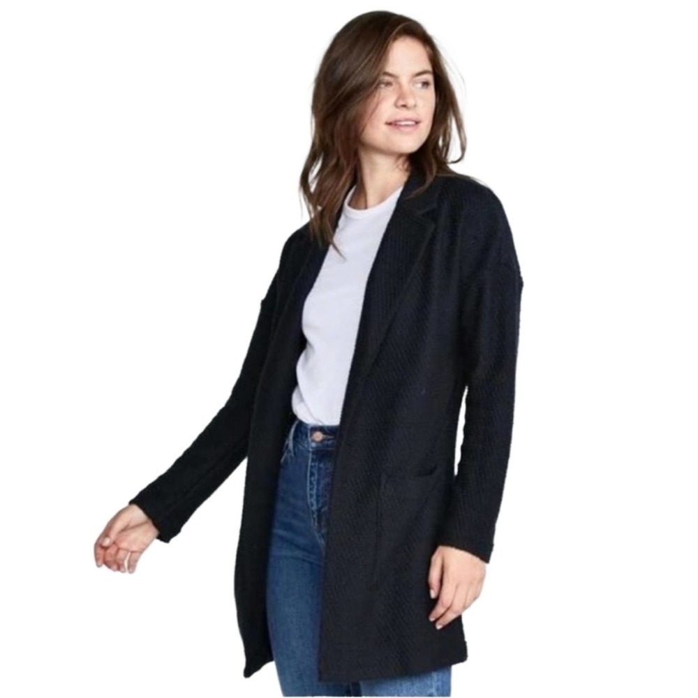 Marine Layer Birdseye Open Front Cardigan Deep Navy Blue Size XS